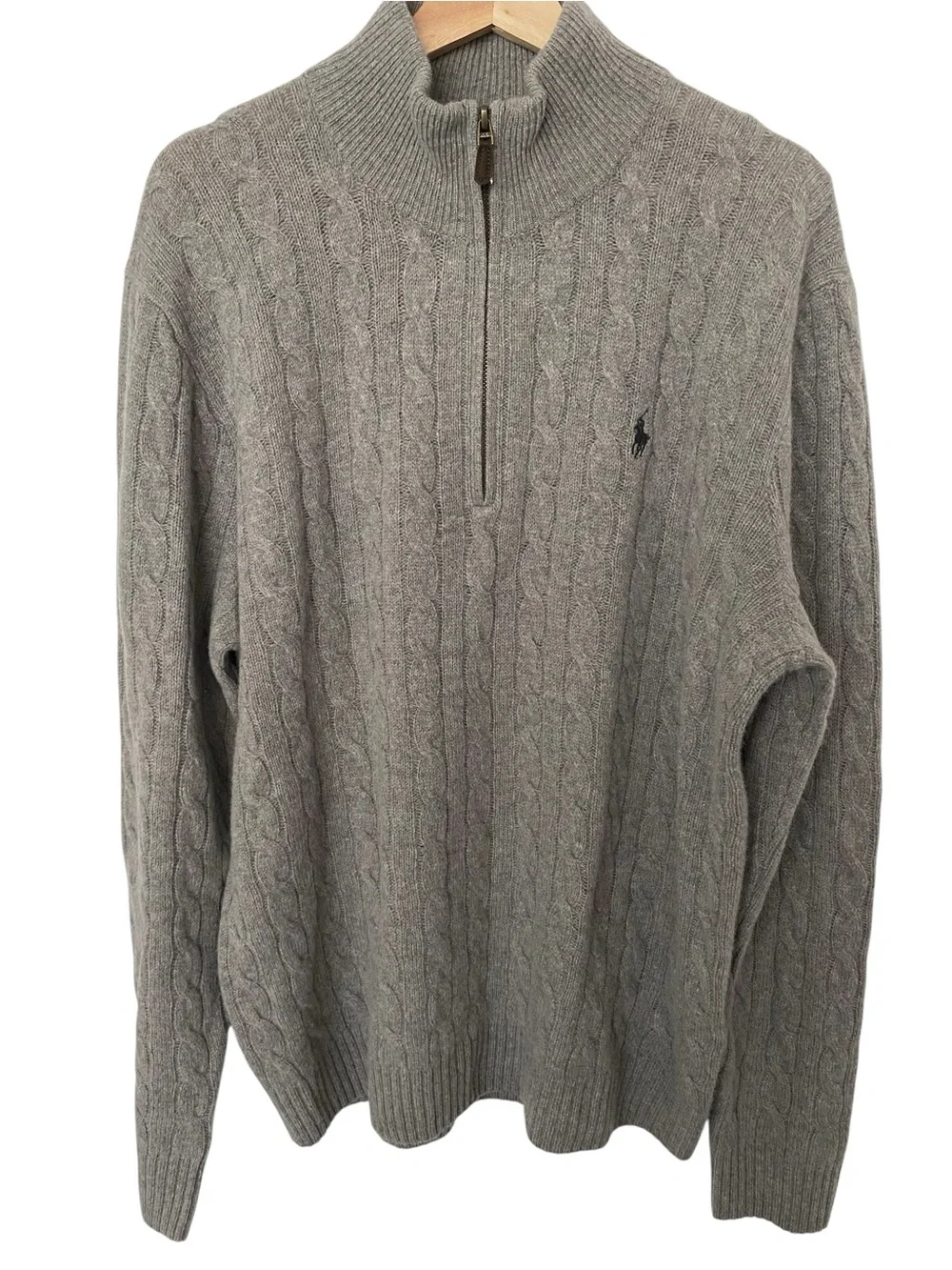 POLO RALP LAUREN WOOL CASHMERE BLEND CABLE KNIT SWEATER MENS SZ XL